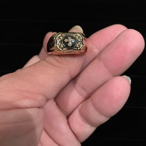 Cross with Diamond in the middle Rose Gold over 925 Sterling Silver